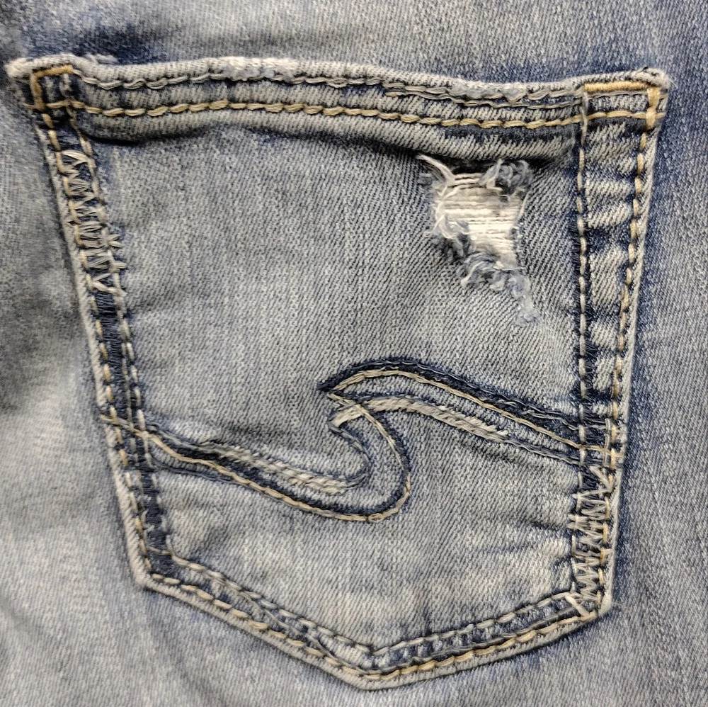 Silver Jeans Distressed Boyfriend Jeans Women's 26 Blue Boho Retro 90s Y2K Baggy - Picture 7 of 9